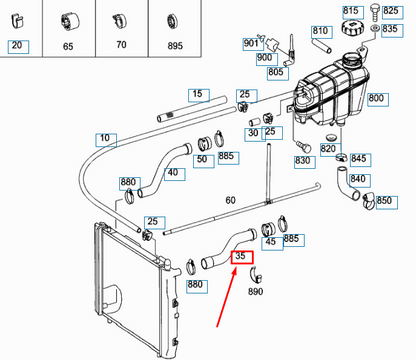NEW MERCEDES-BENZ G W463 RADIATOR TO ENGINE COOLANT HOSE A4635002275 ORIGINAL