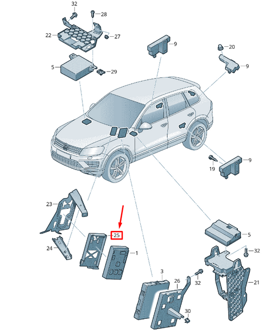 NEW VW TOUAREG 7P EL. SYSTEM CONTROL UNIT BCM1 BRACKET 7P6907348 ORIGINAL