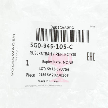 NEW VOLKSWAGEN GOLF MK7 REAR LEFT BUMPER REFLECTOR 5G0945105C ORIGINAL
