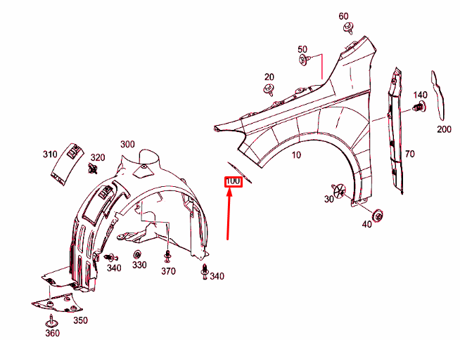 NEW MB CLA C117 FRONT LEFT FENDER INTERMEDIATE LAYER A1178890195 ORIGINAL