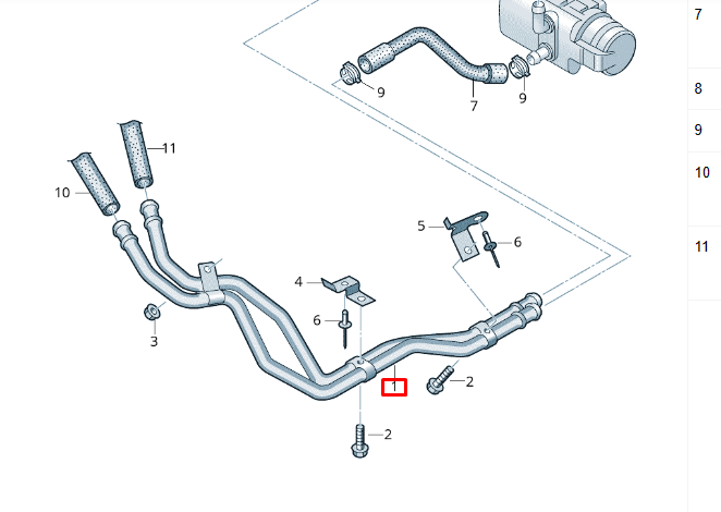 new volkswagen transporter t6 coolant engine tube return line 7e0815097 original