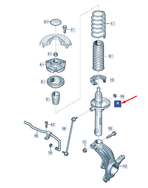 new skoda superb mk3 front shock absorber 3q0413031ct original