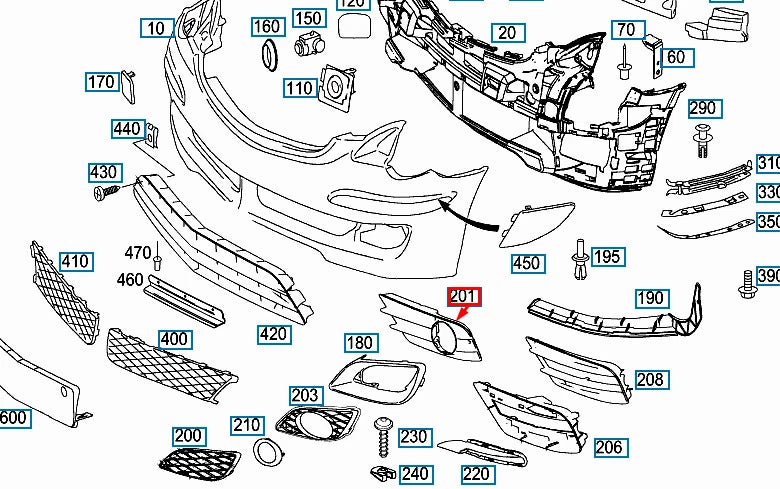NEW MB R W521 FRONT RIGHT FOG LIGHT GRILLE A2518851253 ORIGINAL