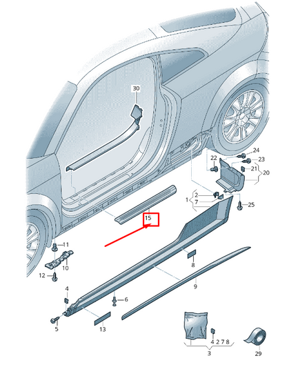 new audi tt fv left outer sill trim 8s0853491 9b9 8s08534919b9 original