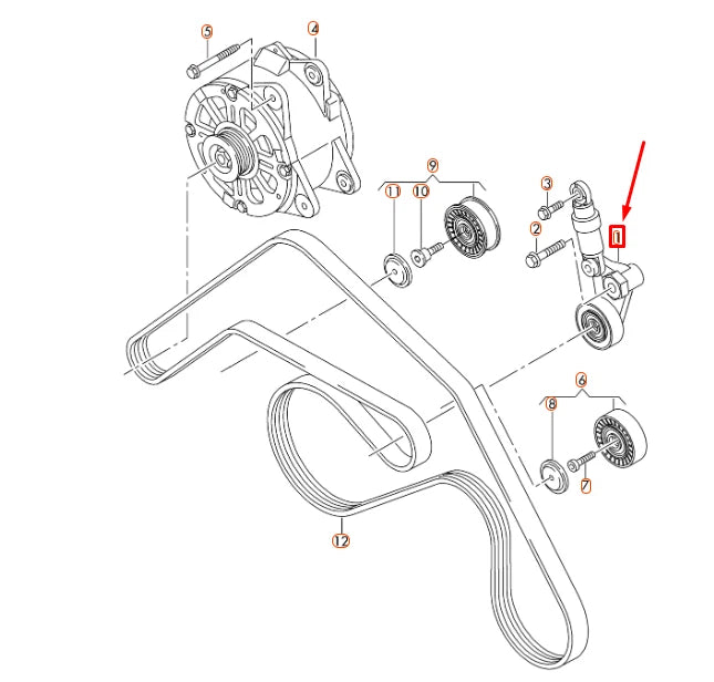 NEW AUDI A8 D4 BELT TENSIONER WITH DAMPER 07D903315J ORIGINAL