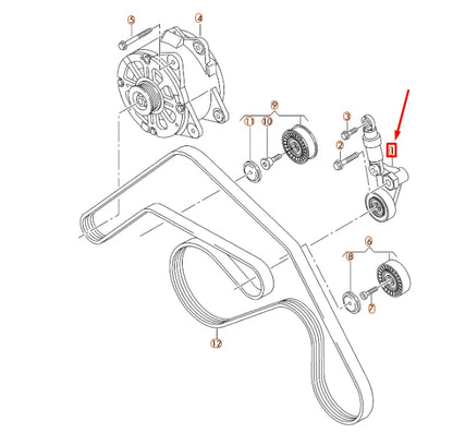 NEW AUDI A8 D4 BELT TENSIONER WITH DAMPER 07D903315J ORIGINAL