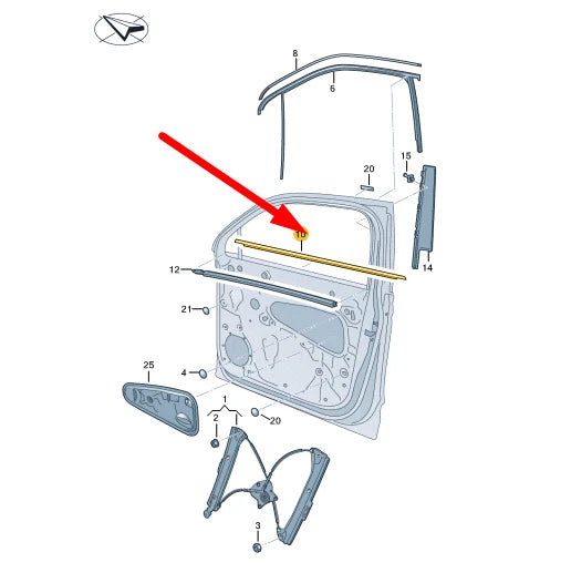 NEW VW TIGUAN MK2 FRONT RIGHT WINDOW OUTER APERTURE SEAL 5NA837478A5AP ORIGINAL