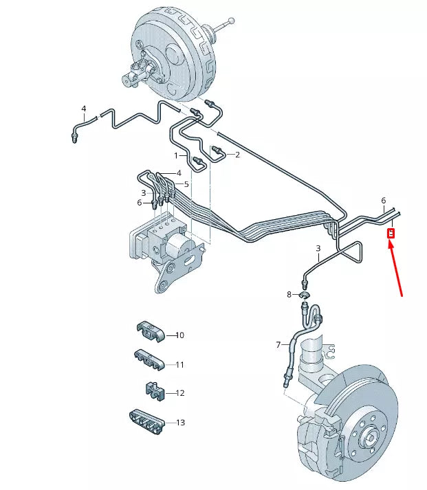 NEW VW TRANSPORTER VI T6 FRONT LEFT BRAKE PIPE 7E3614729