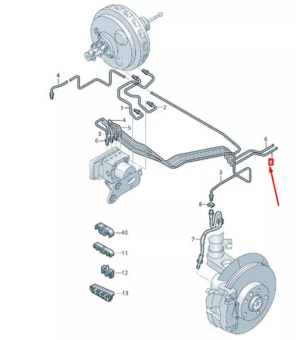 NEW VW TRANSPORTER VI T6 FRONT LEFT BRAKE PIPE 7E3614729