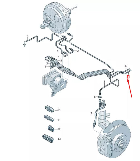 NEW VW TRANSPORTER VI T6 FRONT LEFT BRAKE PIPE 7E3614729