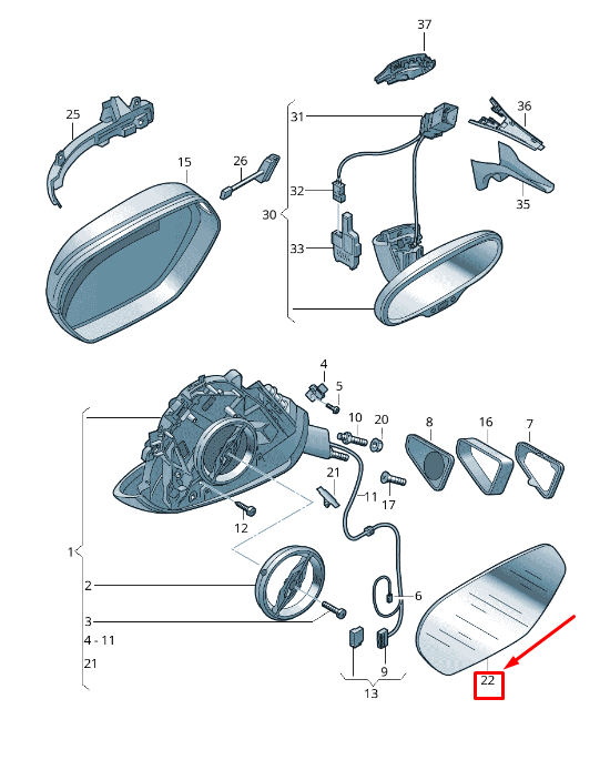 new audi a7 sportback 4g front left door mirror glass 4g8857535e original