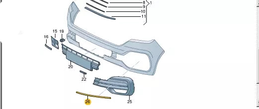NEW VW TRANSPORTER VI T6 FRONT RIGHT BUMPER COVER STRIP 7LA8530669B9 ORIGINAL