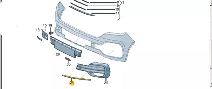 NEW VW TRANSPORTER VI T6 FRONT RIGHT BUMPER COVER STRIP 7LA8530669B9 ORIGINAL