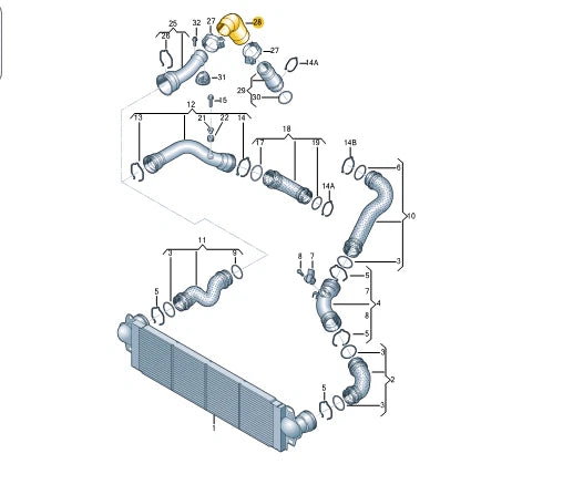 NEW VOLKSWAGEN TRANSPORTER T5 TURBOCHARGER INTERCOOLER HOSE 7H0145832J