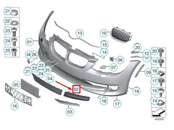 NEW BMW 3 COUPE E92 FRONT BUMPER RIGHT OPEN GRID GRILLE 51117227942 ORIGINAL