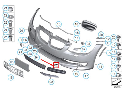 NEW BMW 3 COUPE E92 FRONT BUMPER RIGHT OPEN GRID GRILLE 51117227942 ORIGINAL