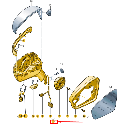 new vw id.4 e21 front left side wing mirror 11b857507ap9b9 original