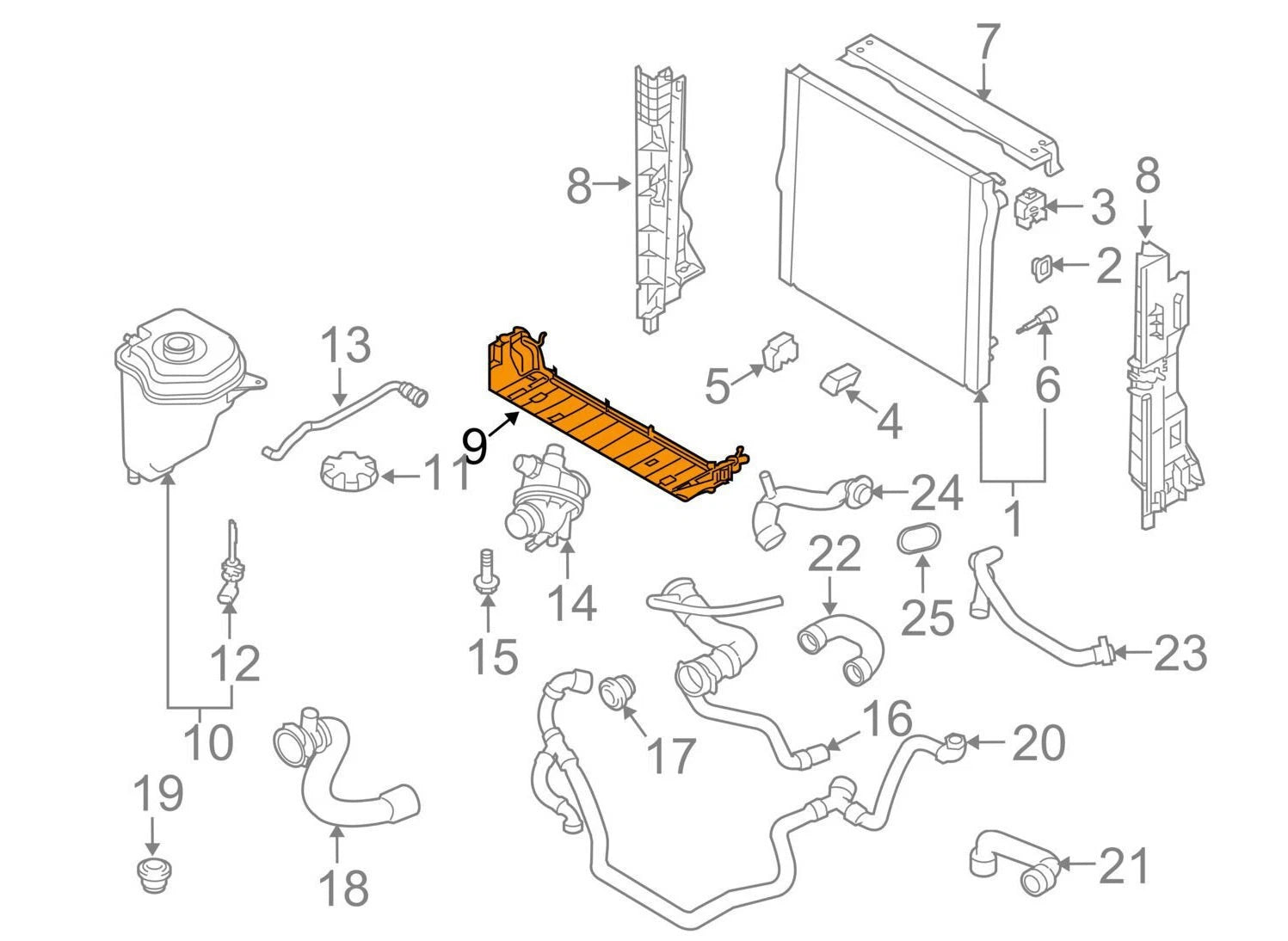 NEW BMW X5 E70 INTERCOOLER RADIATOR MOUNT 3.0D 17117795909 ORIGINAL