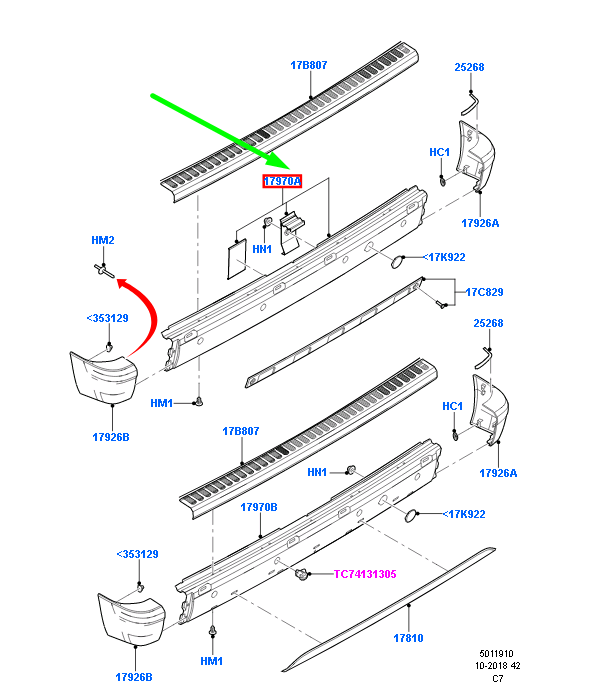 new ford transit connect mk1 rear bumper center section trim 1545634 original