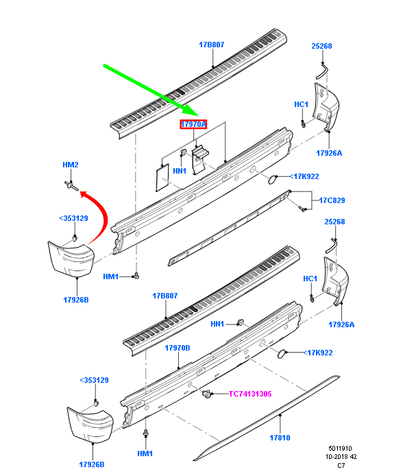 new ford transit connect mk1 rear bumper center section trim 1545634 original
