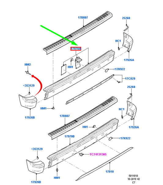 new ford transit connect mk1 rear bumper center section trim 1545634 original