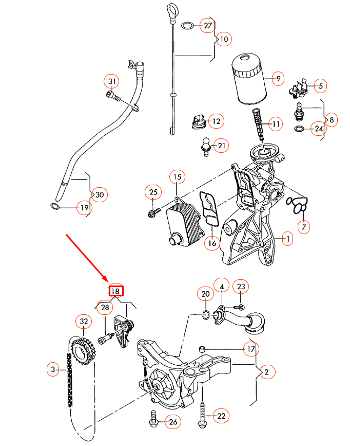 new audi a3 8p engine timing chain tensioner 06h109507m original