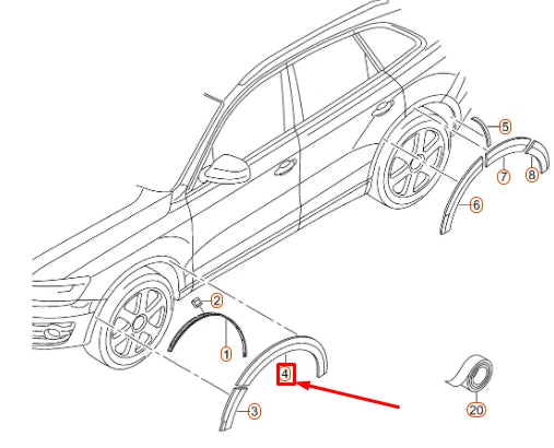 NEW AUDI Q5 8R FRONT LEFT WHEEL ARCH TRIM 8R0853717B1QP ORIGINAL