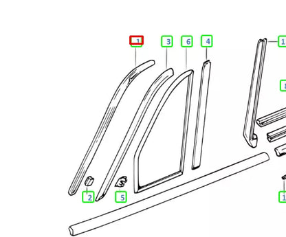 NEW BMW 3 CONVERTIBLE E30 FRONT LEFT SIDE WINDOW MOULDING 51131932807 ORIGINAL