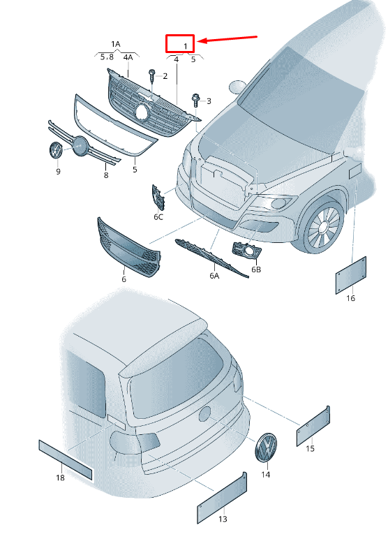 new vw tiguan 5n radiator grille 5n0853651gubn 5n0853651g ubn original