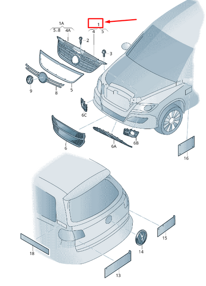 new vw tiguan 5n radiator grille 5n0853651gubn 5n0853651g ubn original