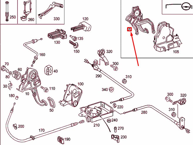 NEW MERCEDES-BENZ C W203 PARKING BRAKE LEVER RHD A2034201384 ORIGINAL