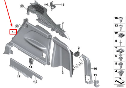 NEW BMW F15 FRONT RIGHT LUGG. COMPARTMENT TRIM PANEL 51477326708 7326708