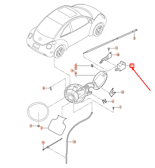 NEW VOLKSWAGEN BEETLE 9C FUEL DOOR ACTUATOR 1C0810773 ORIGINAL