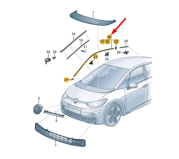 NEW VOLKSWAGEN ID.3 E11 LEFT ROOF CHANNEL 10A853701ATO8