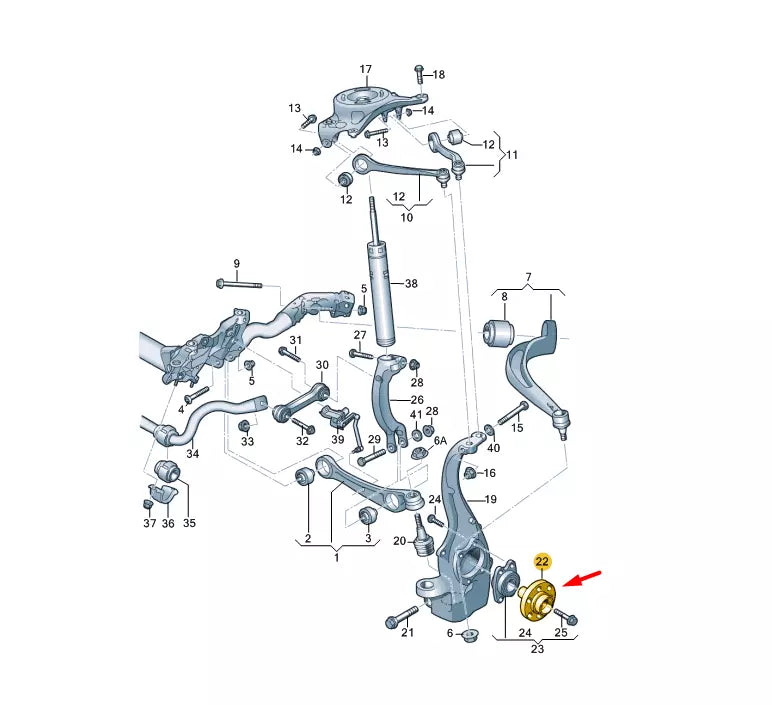 NEW AUDI A6 C7 ALLROAD QUATTRO FRONT WHEEL HUB SPINDLE 4G0407613 ORIGINAL