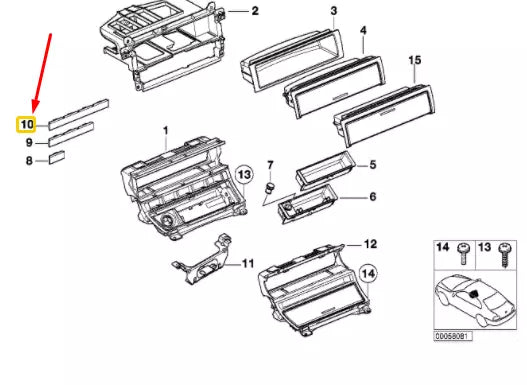 NEW BMW 3 E46 CENTER DASH BOARD SWITCH COVER 51168236248 8236248 ORIGINAL