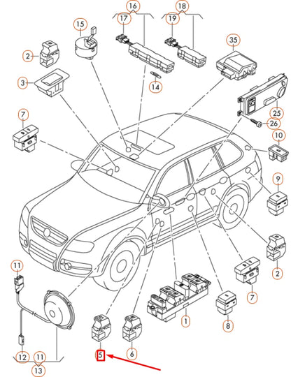 NEW VW TOUAREG 7L MK1 FUEL LID/TAILGATE PUSH BUTTON 7L6959903REH ORIGINAL