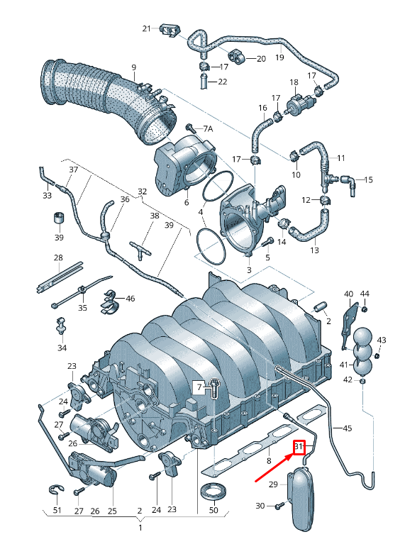 new audi a6 avant c6 vacuum pipe 4f0201935n original