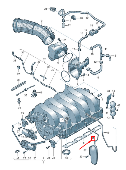new audi a6 avant c6 vacuum pipe 4f0201935n original
