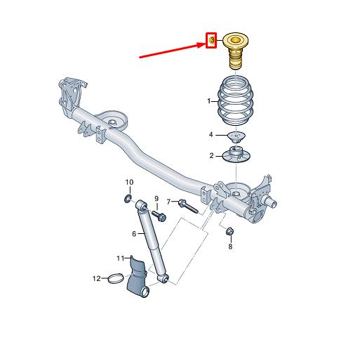 new vw caddy sb mk4 rear coil spring stop buffer 5r3511357s original