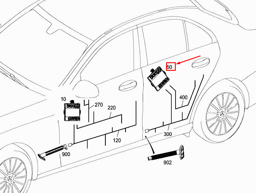 new mercedes-benz c w205 rear left door control unit a2059002508 original
