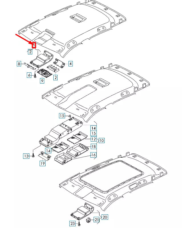 NEW VOLKSWAGEN ARTEON 3H7 ROOF CONSOLE TRAY 5G0868837BRM5