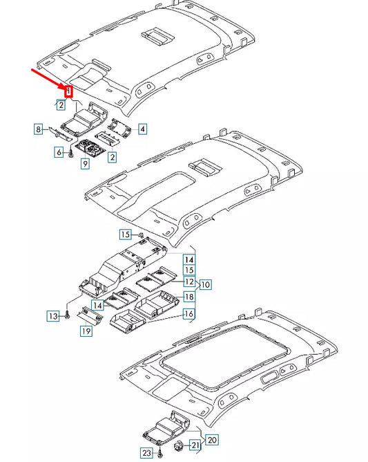 NEW VOLKSWAGEN ARTEON 3H7 ROOF CONSOLE TRAY 5G0868837BRM5