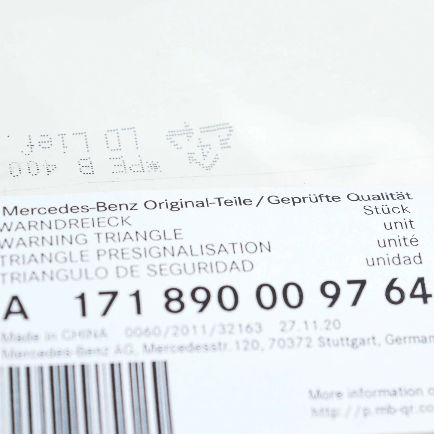 NEW MERCEDES-BENZ M W164 WARNING TRIANGLE A171890009764 ORIGINAL