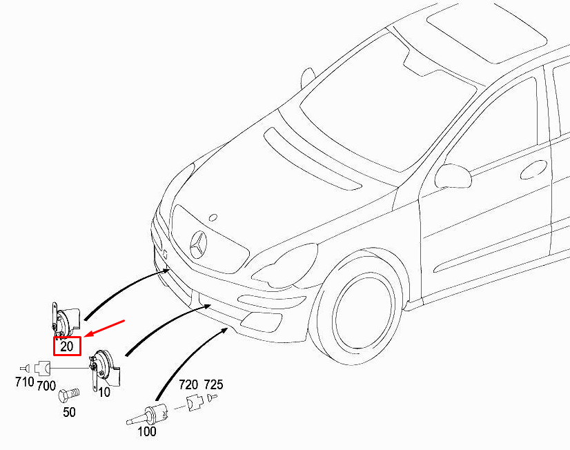 new mercedes-benz r w251 right side horn a2515420320 original