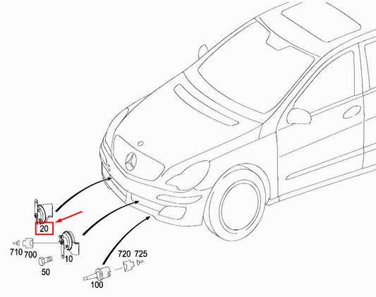 new mercedes-benz r w251 right side horn a2515420320 original