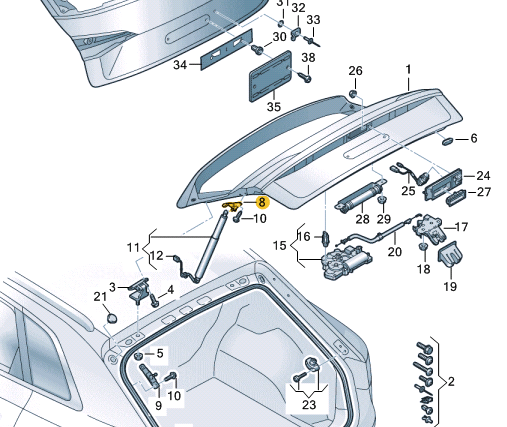 new audi e-tron sportback gea rear lid left bracket 4ke827605 original