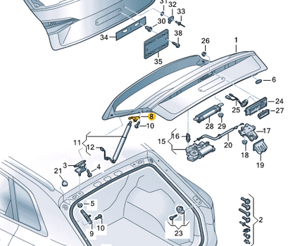 new audi e-tron sportback gea rear lid left bracket 4ke827605 original