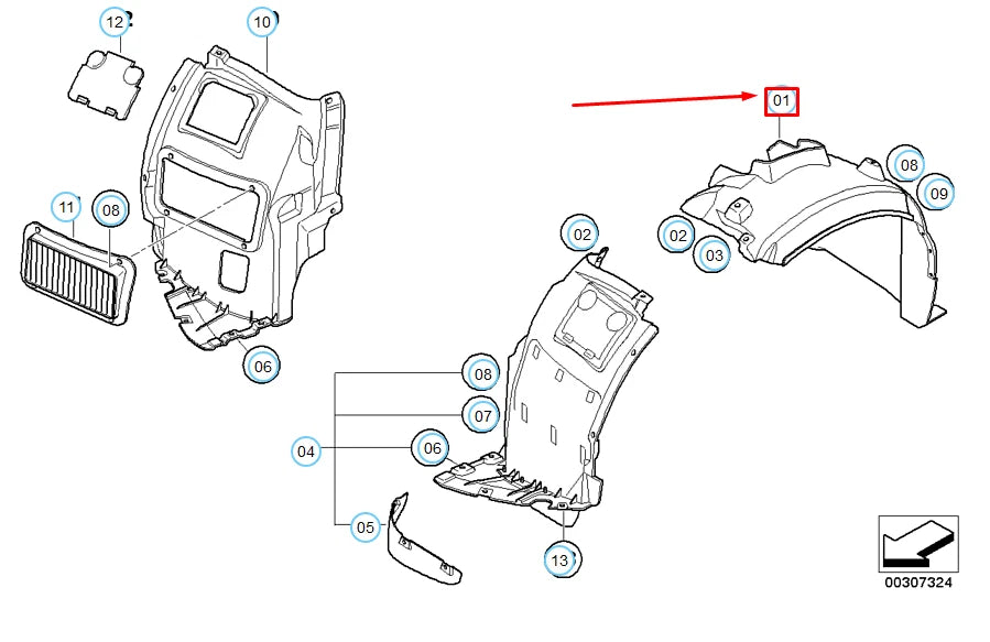 NEW BMW 1 M COUPE E82 FRONT LEFT WHEEL HOUSING COVER 51718051595 ORIGINAL