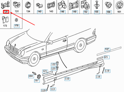 new mercedes-benz clk c208 side member paneling top clip a0109884878 original